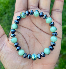 Load image into Gallery viewer, 3 Piece Navy Blue /Mint Faceted Bracelet