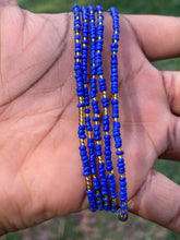 Load image into Gallery viewer, Blue/gold waist beads