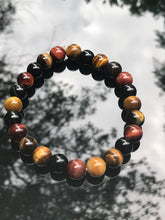 Load image into Gallery viewer, Yellow/red tigereye and onyx elastic bracelets