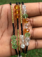 Load image into Gallery viewer, Gold,Black and Crystal Charm Waist bead