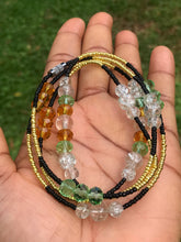 Load image into Gallery viewer, Gold,Black and Crystal Charm Waist bead