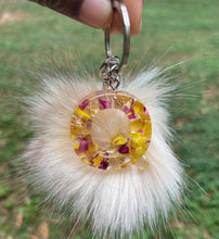 Load image into Gallery viewer, Flower ( Chrysanthemum) pompom keychain