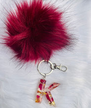Load image into Gallery viewer, Flower (Rose petal) pompom keychain