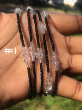 Load image into Gallery viewer, Black and Crystal Charm waist bead