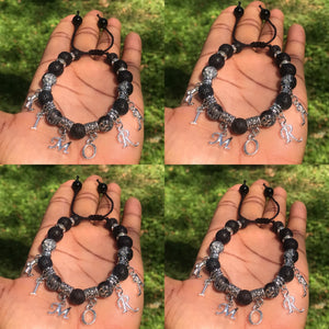 Lava rock/ crackle customized shamble bracelet