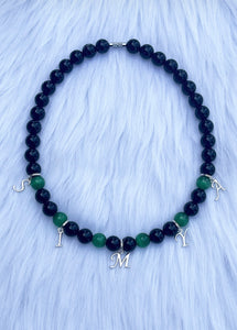 Custom Necklace ( Onyx and green cat-eye)