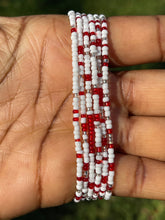 Load image into Gallery viewer, Mini Red,Silver and White waist bead
