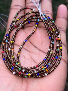 Brown multicolored waistbead