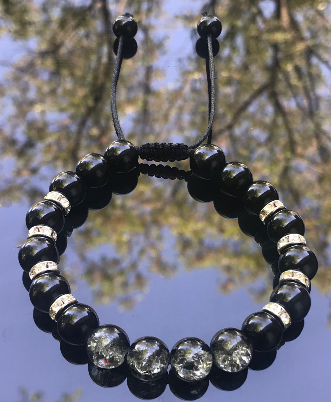 Crackle clear and black onyx