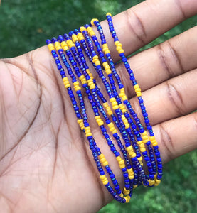 Sapphire and yellow waist beads