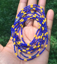 Load image into Gallery viewer, Sapphire and yellow waist beads
