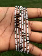 Load image into Gallery viewer, Green, White and Brown waist bead.
