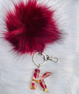 Flower (Rose petal) pompom keychain