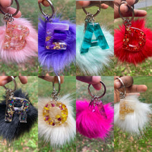 Load image into Gallery viewer, Violet pompom resin keychain
