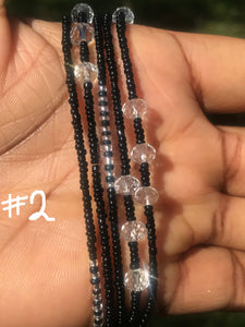 Black and Crystal Charm waist bead