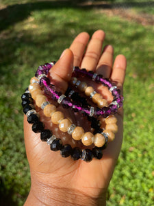 Black faceted glass bracelet